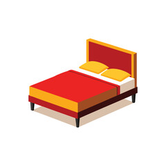 platform bed furniture vector art illustration