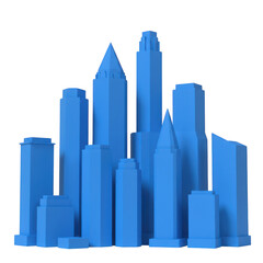 Fototapeta premium Blue city skyline illustration isolated on transparent background