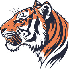 Colored Tiger Face Design Illustration. Creative Colored Tiger Face Art. Unique Colored Tiger Face Design. Colorful Tiger Face Graphic Design