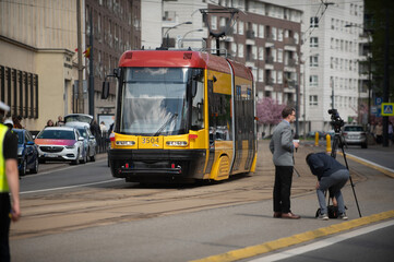 Tramwaj, ulica Stawki, Warszawa, Muranów, Polska