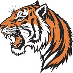 Colored Tiger Face Design Illustration. Creative Colored Tiger Face Art. Unique Colored Tiger Face Design. Colorful Tiger Face Graphic Design