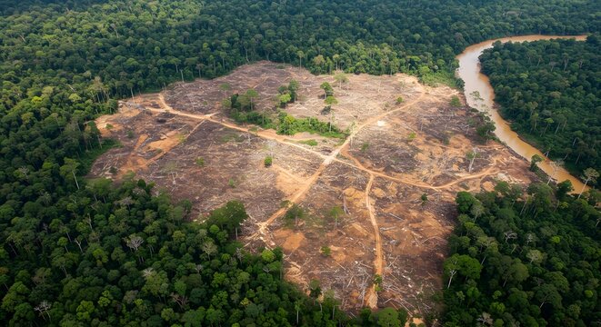 amazonic desforestation drone view