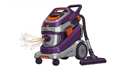 Fototapeta premium Purple and gray vacuum cleaner product illustration