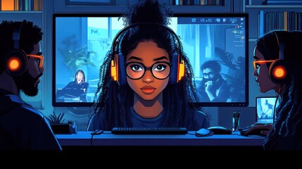 Remote team on video call, each home office reflects unique work-from-home style.