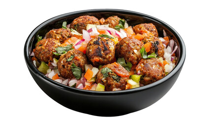 Fototapeta premium Delicious Meatball Bowl Recipe isolated on transparent background