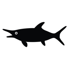 garfish vector silhouette icon - ideal for fishing logos, seafood icons, and aquatic-themed graphics.