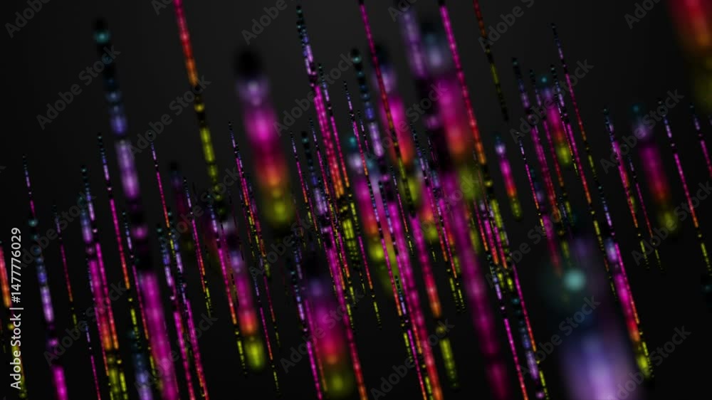 Poster futuristic video animation with glowing stripe objects in slow motion, 4096x2304 loop 4k