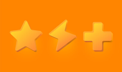 Star lightning plus sign, glass symbols. Vector illustration