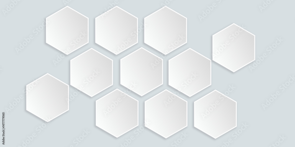 Poster abstract modern hexagonal effect for line geometric technology 3d white bright hexagon polygonal hon