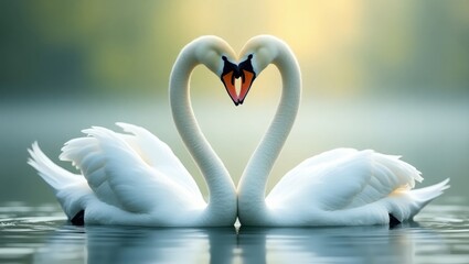 Obraz premium Swan Fall in Love pose