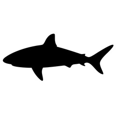 great white shark vector silhouette icon - ideal for fishing logos, seafood icons, and aquatic-themed graphics.