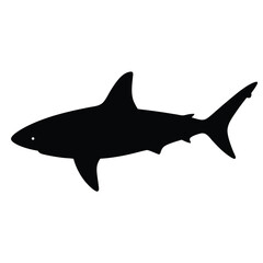 great white shark vector silhouette icon - ideal for fishing logos, seafood icons, and aquatic-themed graphics.