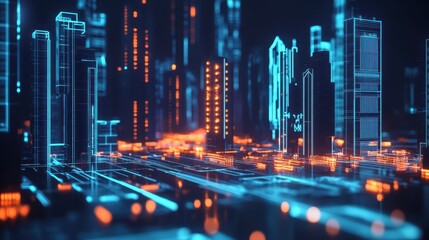 Microchip-Inspired Urban Evolution: A sci-fi cityscape where advanced computing drives every aspect of urban life.