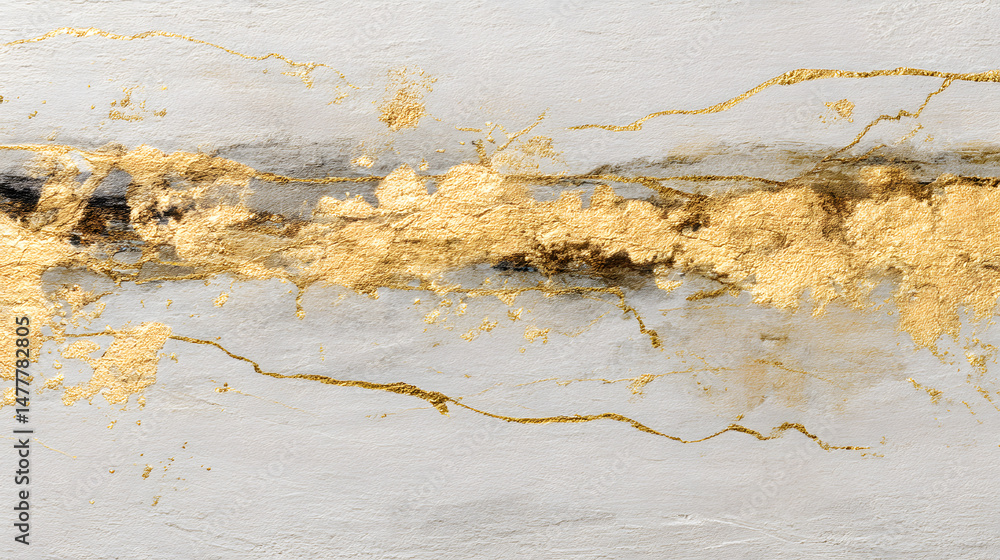 Poster golden texture abstraction: an exquisite abstract artwork adorned with lavish gold leaf on a texture