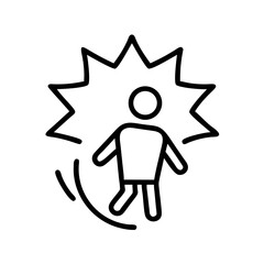 An icon depicting a person in danger and an accident representing the concept of insurance coverage with consequences  