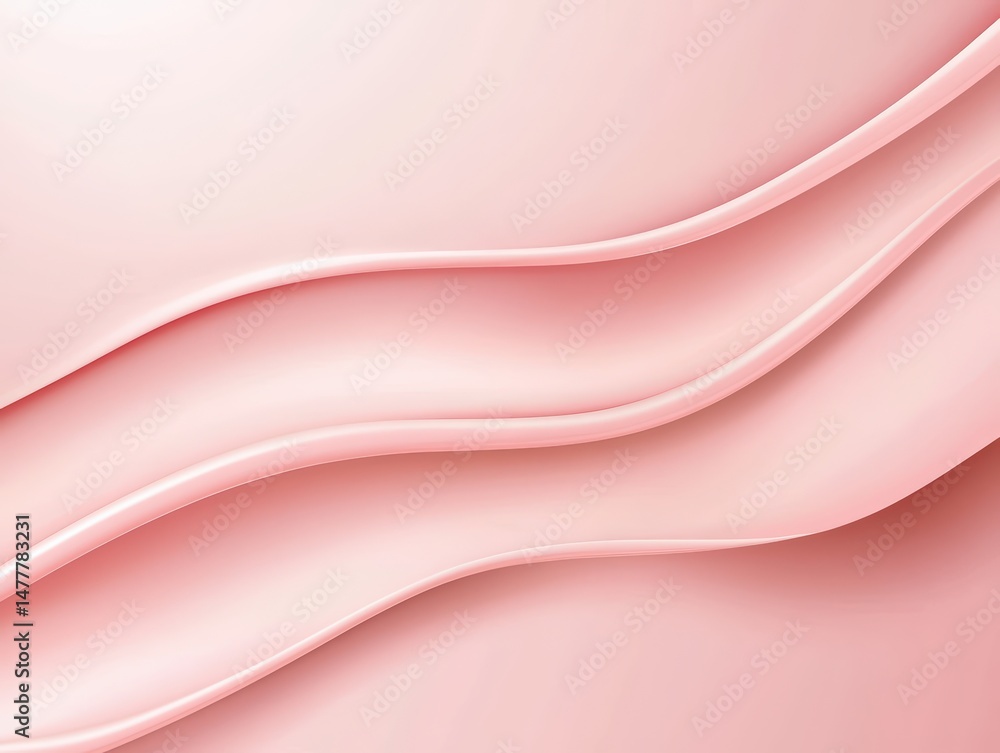 Poster soft flowing lines on pink gradient background for elegant design and artistic background usage