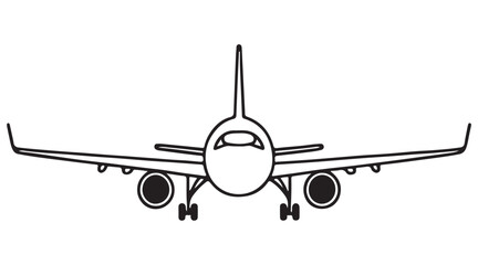 Airplane Front View Outline Illustration for Travel Designs