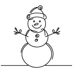 Cheerful Snowman Line Art Illustration for Winter Holiday Designs