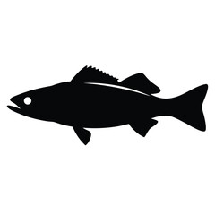 hake vector silhouette icon - ideal for fishing logos, seafood icons, and aquatic-themed graphics.