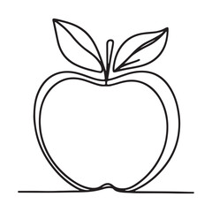 Minimalist Apple Outline Vector Illustration Design for Fresh Ideas