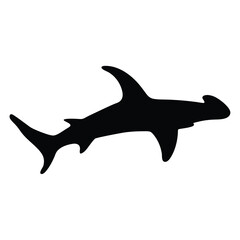 hammerhead shark vector silhouette icon - ideal for fishing logos, seafood icons, and aquatic-themed graphics.