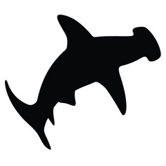 hammerhead shark vector silhouette icon - ideal for fishing logos, seafood icons, and aquatic-themed graphics.