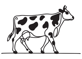 Spotted Cow Illustration Continuous Line Art and Farm Animal Design