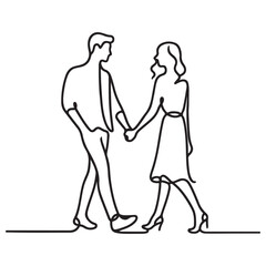 Couple Walking Hand in Hand Illustration Conveying Romance and Togetherness