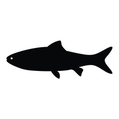 herring vector silhouette icon - ideal for fishing logos, seafood icons, and aquatic-themed graphics.