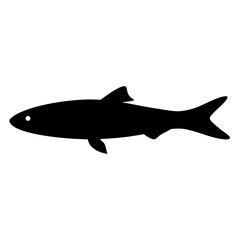 herring vector silhouette icon - ideal for fishing logos, seafood icons, and aquatic-themed graphics.