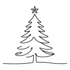 Elegant Christmas Tree Line Art for Holiday Season Decorating Ideas