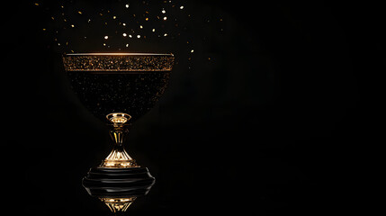 Ethereal Chalice: A stunning chalice shimmers with an otherworldly glow, surrounded by particles against a dark and mysterious backdrop. Captivating beauty and sophistication.