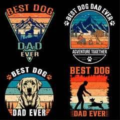 Obraz premium BEST DOG DAD EVER Vintage T-Shirt Design Bundle