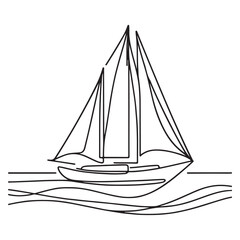Elegant Sailboat Silhouette Single Line Art for Nautical Enthusiasts