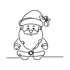 Cartoon Santa Claus Line Drawing Festive Christmas Character Design