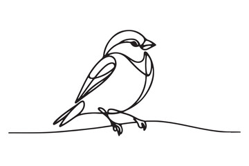 Single Line Art of a Sparrow Vector Illustration for Bird Lovers
