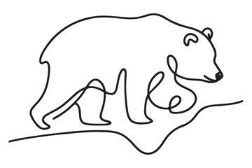 One Line Bear Illustration Vector Art Walking on Surface Minimalist Design