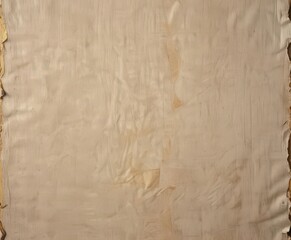 Obraz premium Creamy yellowed newsprint, frayed edges, deep creases, distressed, news, parchment