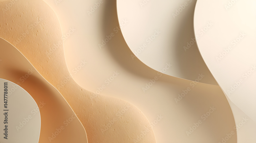 Poster abstract paper waves: captivating abstract composition of layered paper in soft, earthy tones. the d
