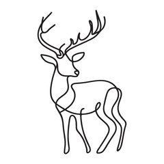 Single Line Drawing of a Majestic Deer Silhouette Minimal Art