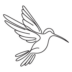 Single Line Drawing of Hummingbird Silhouette Elegant Minimalist Art
