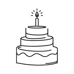 Minimalist Birthday Cake Single Line Art Vector Illustration Design