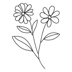 Simple Daisy Flowers Silhouette Illustration in Line Art Style