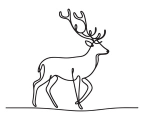 Elegant Single Line Drawing of a Majestic Deer with Antlers