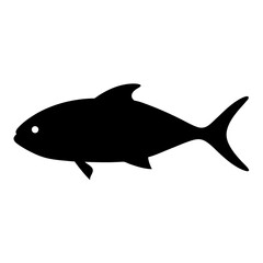 jack crevalle vector silhouette icon - ideal for fishing logos, seafood icons, and aquatic-themed graphics.