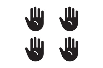 This vector illustration showcases a set of diverse hand silhouettes depicting various gestures like help, charity, and volunteer signs, embodying concepts of human connection and support