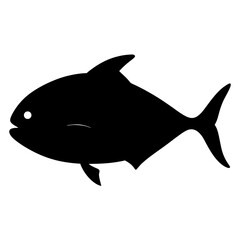 jack crevalle vector silhouette icon - ideal for fishing logos, seafood icons, and aquatic-themed graphics.
