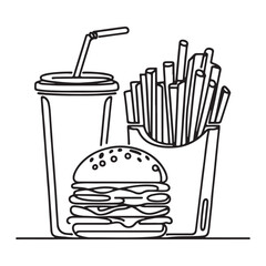 Delicious Fast Food Meal Illustration Vector with Burger Fries and Drink