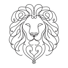 Majestic Lion Head Silhouette Vector Line Art Illustration Design
