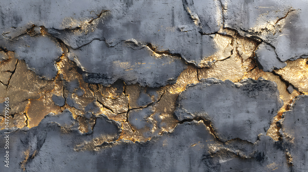 Aufkleber fractured texture: a close-up view of a weathered concrete surface reveals a complex network of crac